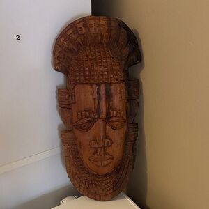 Handcrafted Brown Wall Mask Decor